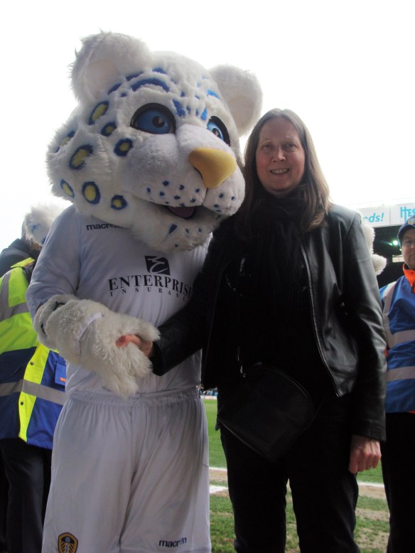 Leeds mascot, Lucas hopes for a bright future, accompanied by a mysterious friend