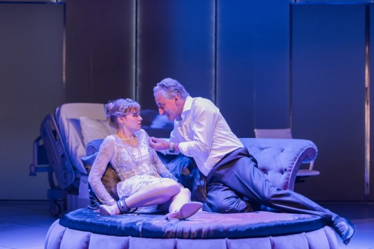 Rhiannon Hardy as Celia is facing assault by a very dapper Volpone 